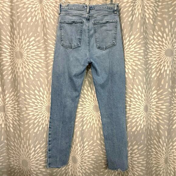 AGOLDE Jeans Size 26 Nico High Rise Button Fly Fray Raw Hem Light Wash Stretch - Picture 2 of 16